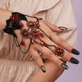 thumbnail image 3 of Gothic Lace Bracelet with Finger Ring Rose Flower Bracelet Lolita Costume Party Hand Chain for Women, 3 of 5