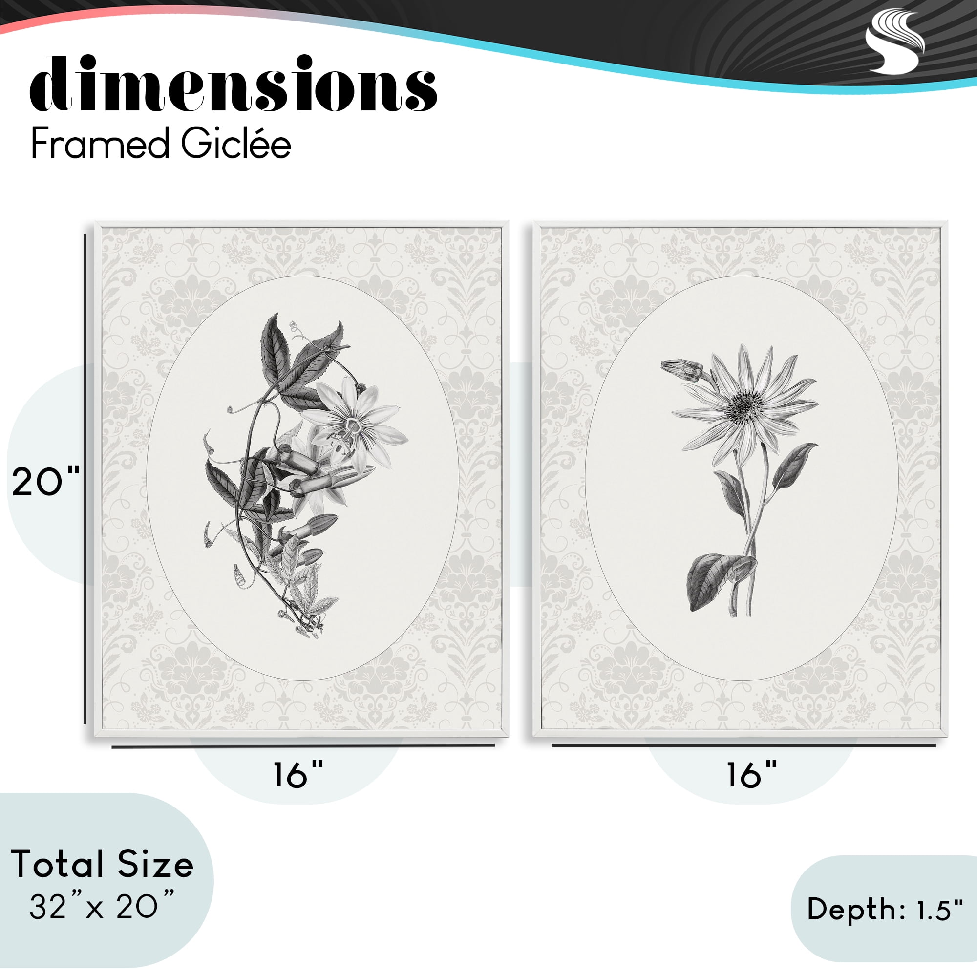 Stupell Industries Vintage Flowers & Lace 2 Piece White Framed Giclee Art Set, design by CAD Designs