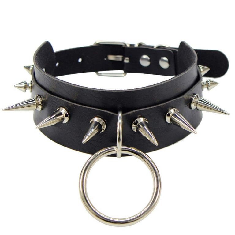 Kripyery Spike Collar Adjustable Comfortable to Wear Faux Leather