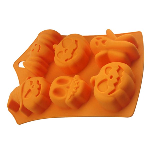 Molde de pastel de calabaza para vacaciones de Halloween, 6/7 cavidades, moldes de Chocolate con forma de murciélago fantasma de calabaza, Herramientas y accesorios para hornear calabaza rectangular Naiovety HA000588-01B