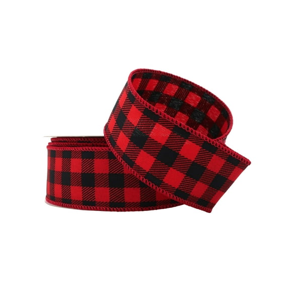 Celebrate it Christmas Red and Black Squared Ribbon 1.5inx30ft