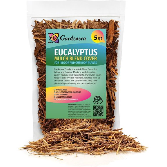 Premium Eucalyptus Mulch by Gardenera - Beautify Your Garden and Promote Sustainable Landscaping - 5 QUARTS
