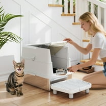 PawHut Stainless Steel Cat Litter Box with Lid, Extra Large Enclosed Metal Litter Box for Big Cats, Flip Cover, High-Sided Enclosure & Scoop