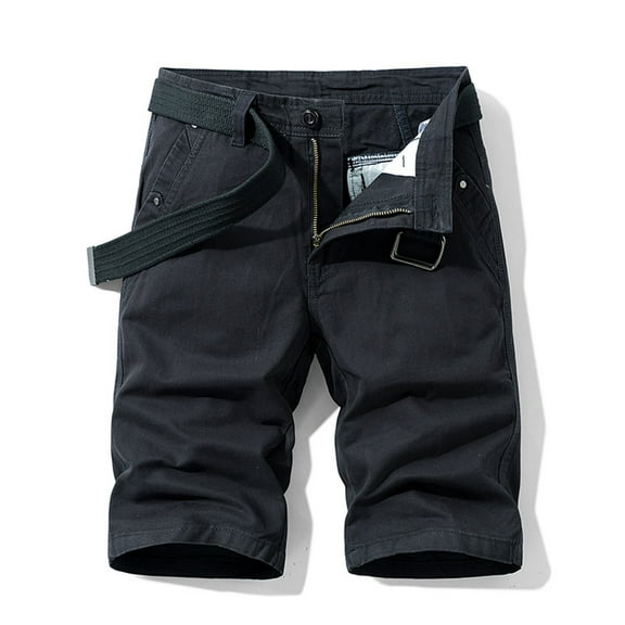 Jophufed Fashion Men's Pants Pocket Zipper Buttons Solid Leisure Time Tooling Shorts Cargo Pants