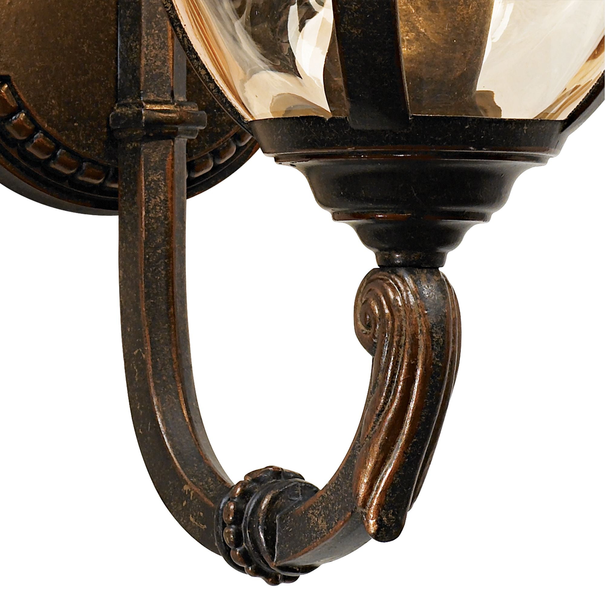 John Timberland Bellagio Rustic Vintage Outdoor Wall Light Fixtures Set of 2 Veranda Bronze Metal 16 1/2" Champagne Glass for Post Exterior