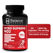Nitro Supreme Nitric Oxide NO2 Booster 1600mg - 60 Capsules - Workout Supplement