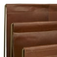 thumbnail image 4 of DecMode 22" Brown Leather 3 Slot Magazine Holder with Metal Stand, 4 of 8
