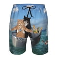 thumbnail image 3 of Pofeuu Two Brave Cats Are Floating On The Sea Iceberg Prin Men's Swim Trunks Quick Dry Bathing Suit Swimming Board Shorts Mesh Lining Beach Swimwear-, 3 of 6