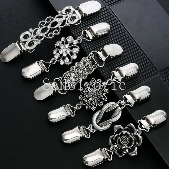 6 Pack Vintage Cinch Clips for Clothes - Adjustable Shirt & Sweater Clips, Non-Slip Waist Cincher Brooch for Dresses, Cardigans & Shawls