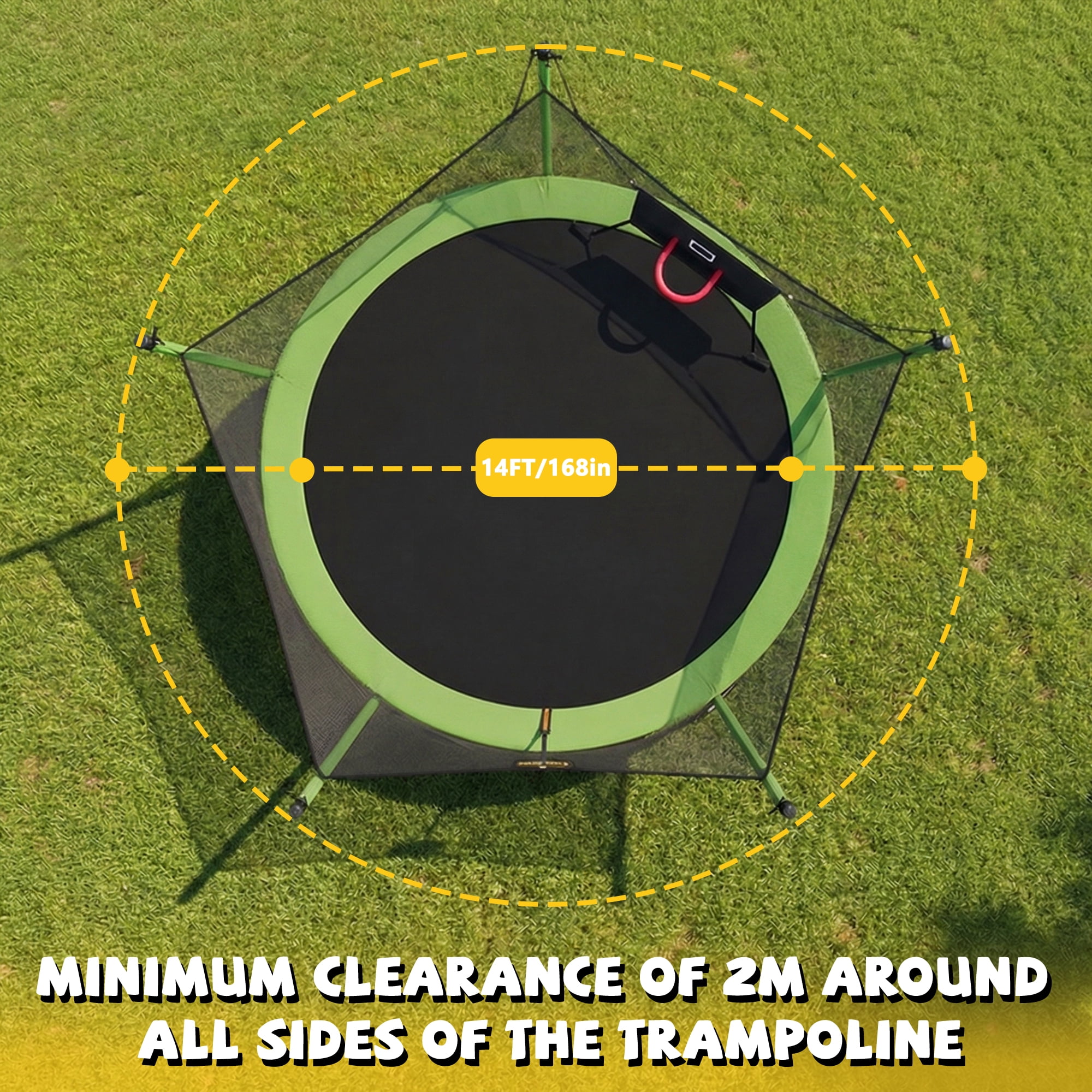 Mersco 14ft Trampoline for Kids and Adults, Outdoor Trampolines with Basketball Hoop and Enclosure Net, Heavy Duty Jumping Trampoline PLAY for Indoor Outdoor Boys and Girls Birthday Gift, Green