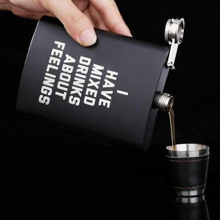 

HeYii 8oz Men Funny Letter Print Stainless Steel Hip Flask Whiskey Alcohol Container