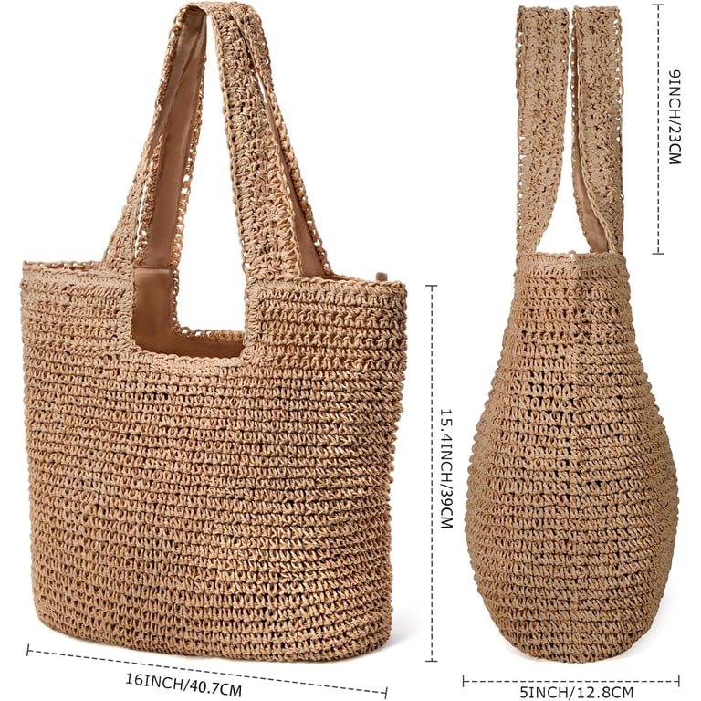 Gocvo Straw Beach Tote Bag, Boho Style Summer photo 3