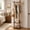 Walnut Brown, variant on Solid Wood Coat Rack Freestanding Clothing Rack with Wheels & 2 Shelves Storage & 5 Hooks Heavy Duty Clothes Rack Wood Coat Tree Stand Hat Hanger Rack for Corner Bedroom Entryway Living Room Hotel