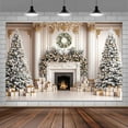 thumbnail image 5 of Classic White Christmas Photography Backdrop Winter Christmas Tree Fireplace Interior Palace Photo Background Xmas Tree Family Kids Holiday Party Banner Decorations Photo Booth Props 10X8FT, 5 of 5