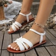 thumbnail image 4 of Domuza Women'S Fashion Casual Round Toe Flat Sandals With Woven Design Comfortable White 8（EU-40）, 4 of 6