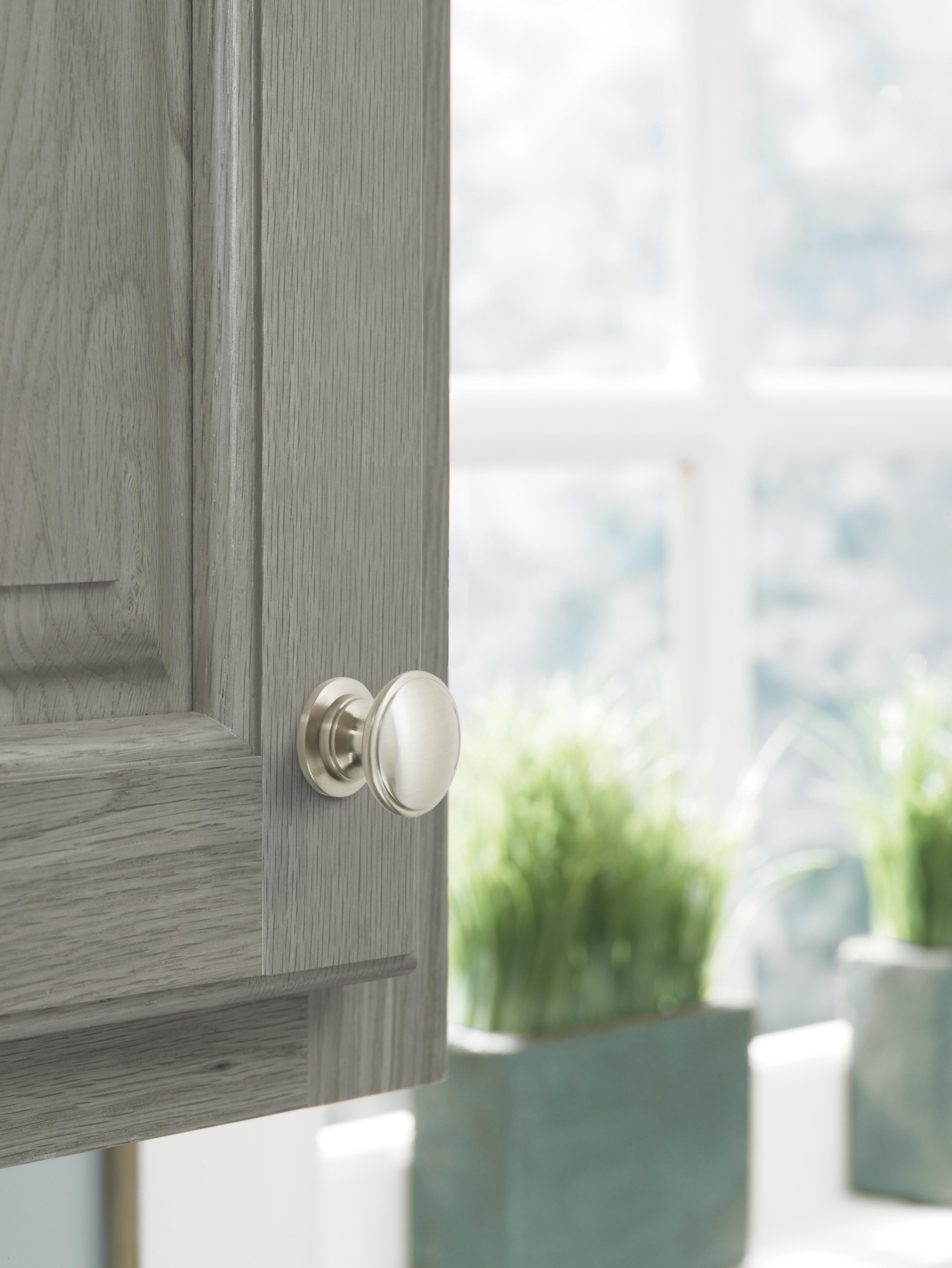 Amerock Ravino 1-1/4 inch (32mm) Diameter Satin Nickel Cabinet Knob, 10 Pack
