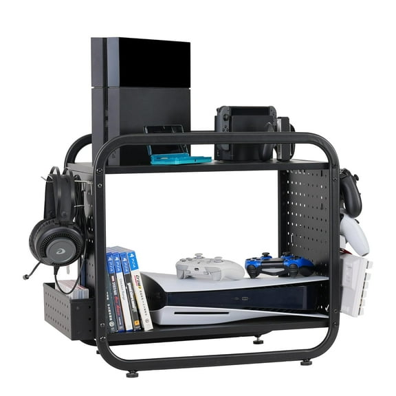 Compact Video Game Storage Organizer, Xbox Stand Organizer for Consoles, Controllers, Headphones Xbox/PS5/PS4/Switch Accessories, Video Game Storage Rack, Black - A Great Gift for Gamers