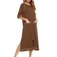 thumbnail image 3 of Blmnix Cotton Nightgowns Womens Nightgowns & Sleepshirts Moomoo Nightgowns Sleep Dresses Sleep Shirt Crew Neck Brown Below-the-Knee Elbow-Length Womens Nightgowns Sexy,L, 3 of 4