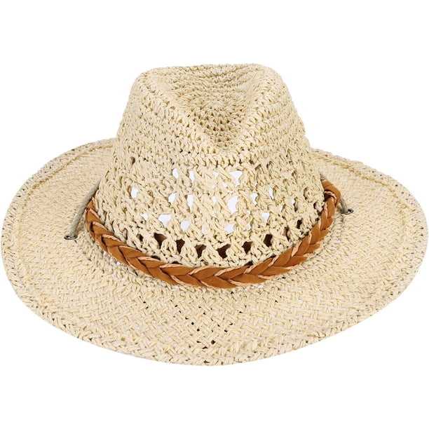 3861 Straw Cowboy Hat Wide Brim Sun Cowgirl Summer Panama With Chin Strap Straw Cowboy Hat for Men Women Wide Brim Sun Hat Cowgirl  main image 4