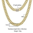 thumbnail image 2 of FEEL STYLE Male 5A Zircon Gold Plated Cuban Chain Necklace for Men Women 13MM 20", 2 of 5