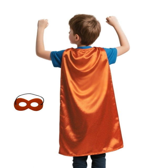 TOPTIE Kids Satin Superhero Capes and Mask Set, Holiday Festival Event Costumes And Dress Up