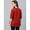 thumbnail image 7 of Janasya Indian Women's Maroon Cotton Dobby Solid Flared Top (Valentine Collection), 7 of 7