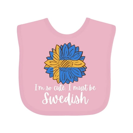 

Inktastic I m So Cute I Must Be Swedish Sunflower Sweden Flag Boys or Girls Baby Bib