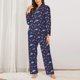 thumbnail image 2 of Fotbe Cute Shark Conjunto de Pijama de Manga Larga para Mujer con Estampado, Ropa de Dormir de 2 Piezas, Conjunto de Casa Suave y Cómodo con Bolsillos-Small, 2 of 7