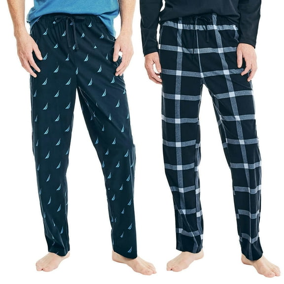 Nautica Men's Sueded Fleece Pajama Pants 2 Pack (Navy/Blue, Small)
