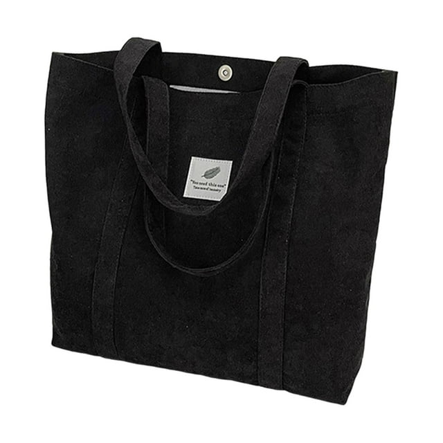 Bolso de mano con asa superior, bolso de pana para el hombro Negro