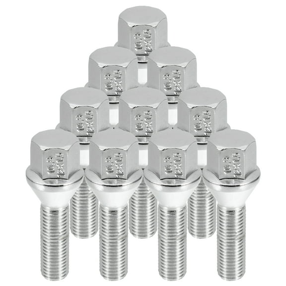 Unique Bargains M12 x 1.5 Wheel Bolts Taper Wheel Bolts Lug Nuts Chrome Wheel Studs Set 10pcs