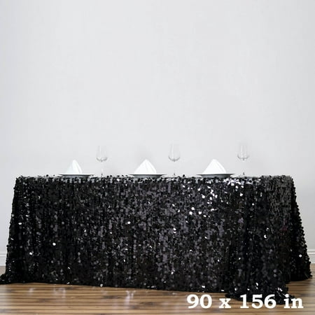 

BalsaCircle 90 x 156 Big Payette Sequin Tablecloth Black