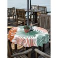 thumbnail image 2 of Outdoor Tablecloths with Umbrella Hole & Zipper, Turquoise Orange Palm Leaves Round Tablecloths 60 Inch, Tropical Botanical Summer Waterproof Table Cloth, Patio/Pool/Picnic Table Covers, 2 of 8