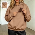 thumbnail image 5 of Xijirk Women Hoodies for Women Oversized Pullover Sweatshirt with Hidden Earphone Pocket for Daily Casual Wear,Coffee,M, 5 of 7
