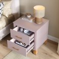 thumbnail image 3 of Leumius Nightstand for Bedroom,Wood Bedside Table with 2 Drawer & Solid Wood Legs,Small Storage Cabinet for Living Room,Pink, 3 of 8