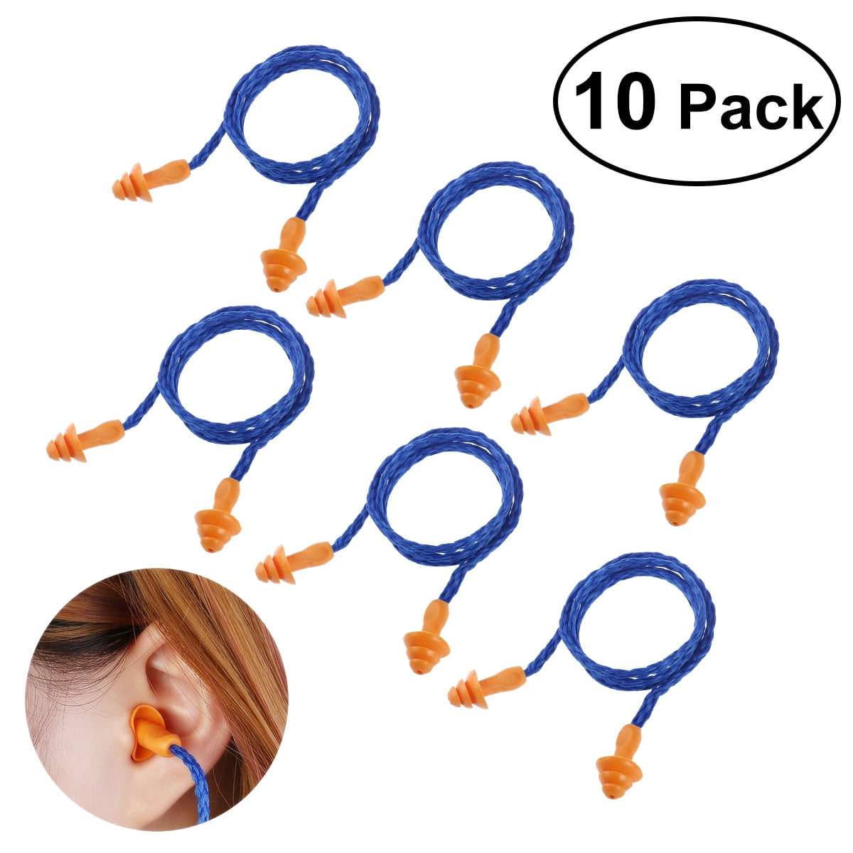 NUOLUX 10pairs Soft Silicone Corded Ear Plugs Reusable Hearing