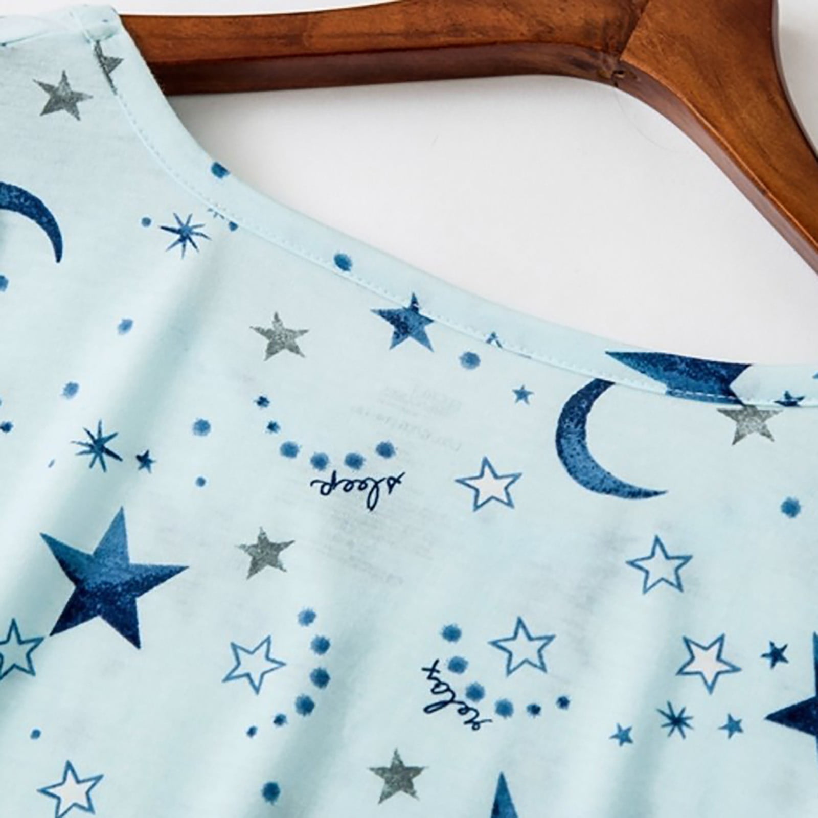 Jiyugala Nightgown for Women Cotton Nightgown Sleepwear Short Sleeves Shirt Casual Print Sleepdress