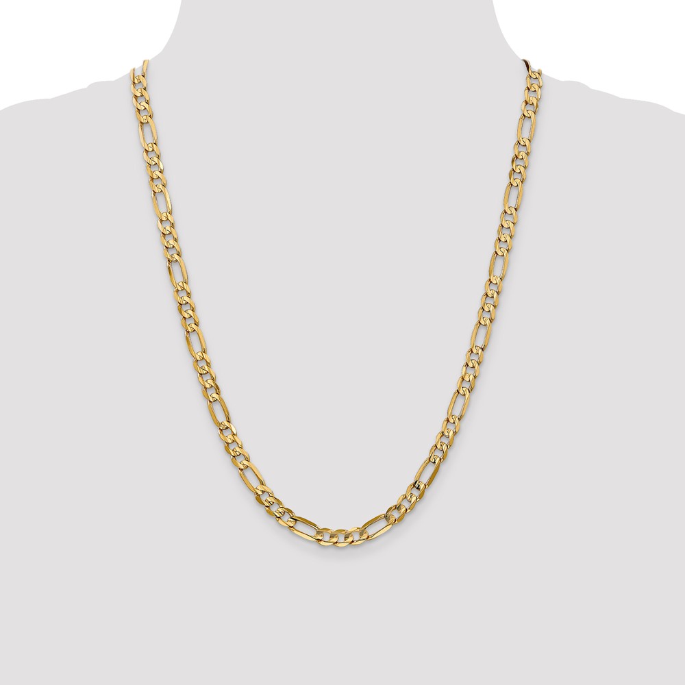 Solid 10K Yellow Gold 6mm Concave Figaro Chain Necklace with Secure  Lobster Lock Clasp 24