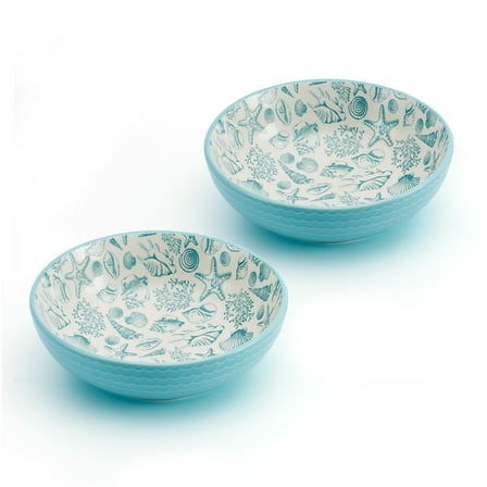 Pfaltzgraff Venice 8 inch Stoneware Pasta Bowls Set of 2 Teal