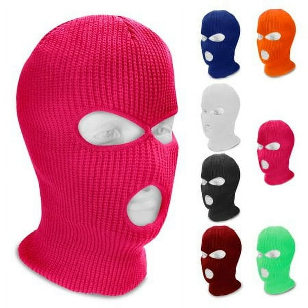 Pasamontañas de esquí de 3 agujeros Sinhoon, gorro de punto para hombre y mujer, color rosa