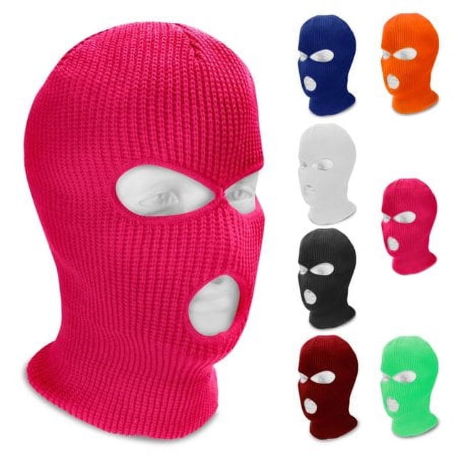 Pasamontañas de esquí de 3 agujeros Sinhoon, gorro de punto para hombre y mujer, color rosa