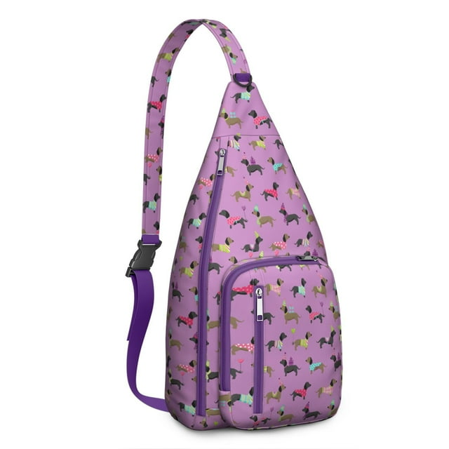 Cute Cartoon Dog Sling Backpack - Funny Bone Pattern Shoulder Bag (Adorable Pet Design, Lightweight & Durable)