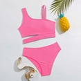 thumbnail image 5 of Swimsuit for Girls Two Piece Solid Color Tankini Bikini Summer Play Bathing Suit, 5 of 7