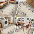 thumbnail image 5 of 3'x5' Rug for Living Room Bedroom, Spring Purple Floral Washable Area Rugs Non-Slip Carpet Mats, Rustic Flowers Botanical Vintage Indoor Low Pile Area Rug Runner for Kitchen, Mudroom, 5 of 8