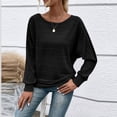 thumbnail image 6 of Women's Loose Fit Ribbed Knit Top Elastic Batwings Sleeve Design Breathable Long Sleeve Sweater Solid Color Lightweight, 6 of 9