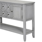 Console Table Buffet Sideboard, Upgraded Buffet Cabinet Sideboard with 4 Storage Drawers 2 Cabinets and Bottom Shelf, Wood Console Table Storage Cabinet for Dining Room Home, Antique Gray