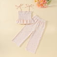 thumbnail image 2 of Wxirdiow Girl Two Piece Outfit Toddler Baby Girl Clothes Bowknot Short T Shirt Straight-leg Pants Summer Outfit Spring Girls Clothing White Size,4-5 Years, 2 of 6