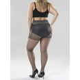 thumbnail image 5 of Gustave 2Pcs Plus Size Silky Sheer Pantyhose 40 Denier High Waisted Control Top Tights Hosiery Elastic Nylon Panty Hose Reinforced Toe for Women "Black + Gray", 5 of 8
