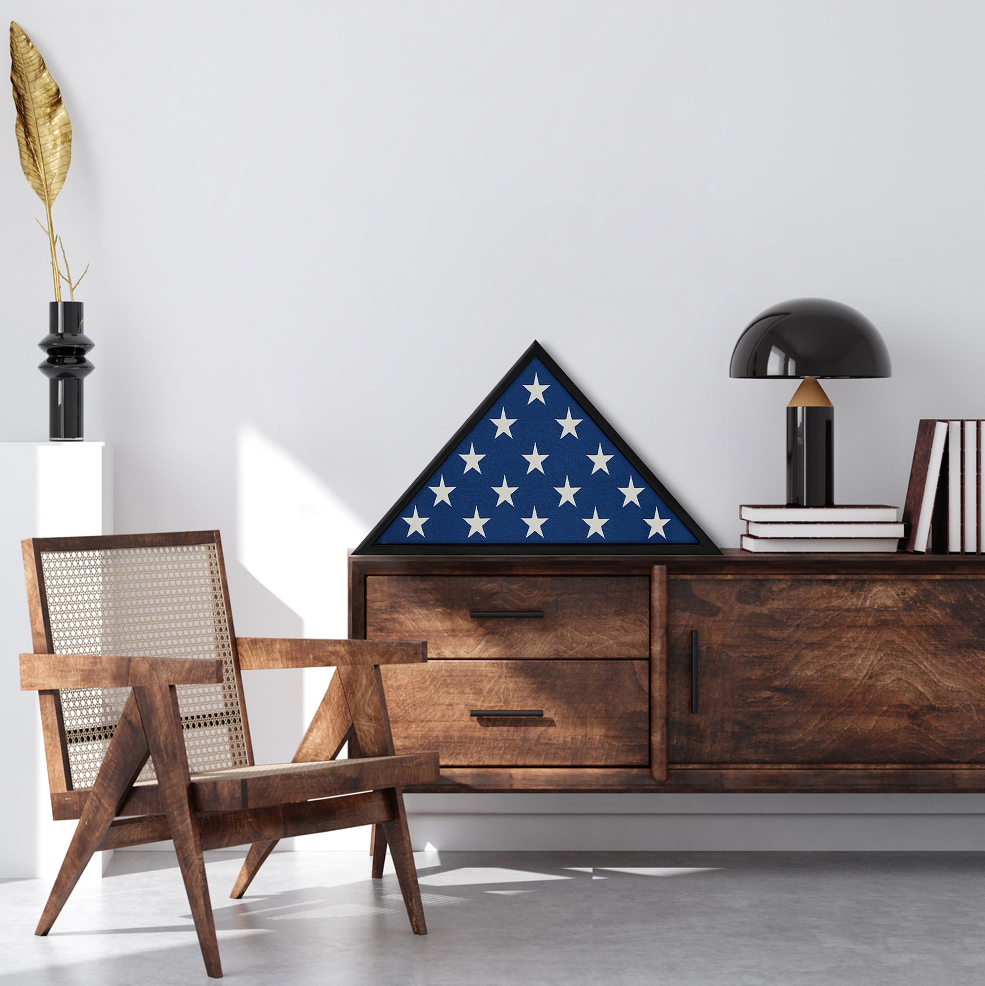 Americanflat 5x9.5 Picture Frame Large Flag Display Case Fits Folded Burial Flags Silhouette Box Wall - Black