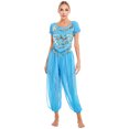 thumbnail image 3 of Alvivi Women Belly Dance Costume Tribal Baggy Arabic Halloween Outfit Belly Dance Set Fancy Dress Sky Blue M, 3 of 4